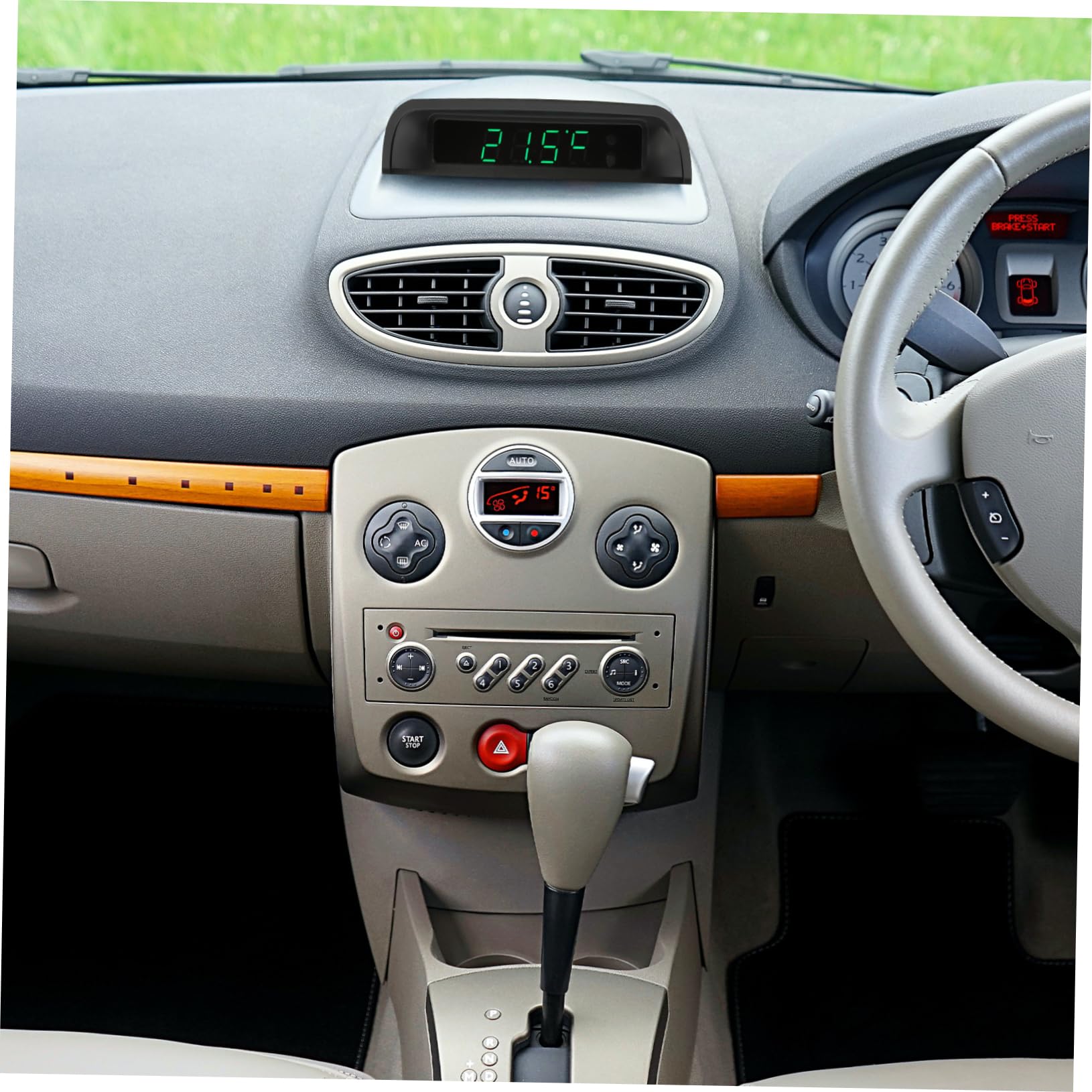Ciieeo Reloj Termómetro para Coche Pantalla Digital, Funcionamiento Solar y Luz Nocturna, para Tablero del Automóvil,