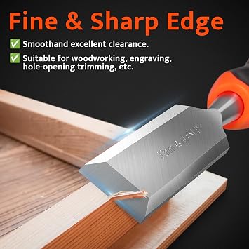 Wood Chisel Set, 6-Piece Woodworking Carving Chisels (6mm, 12mm,19mm, 25mm, 32mm, 38mm), Sharp Bevel Edge Chisels with Sharpening Stone, Perfect for Woodworking, Wood Carving and Sculpting
