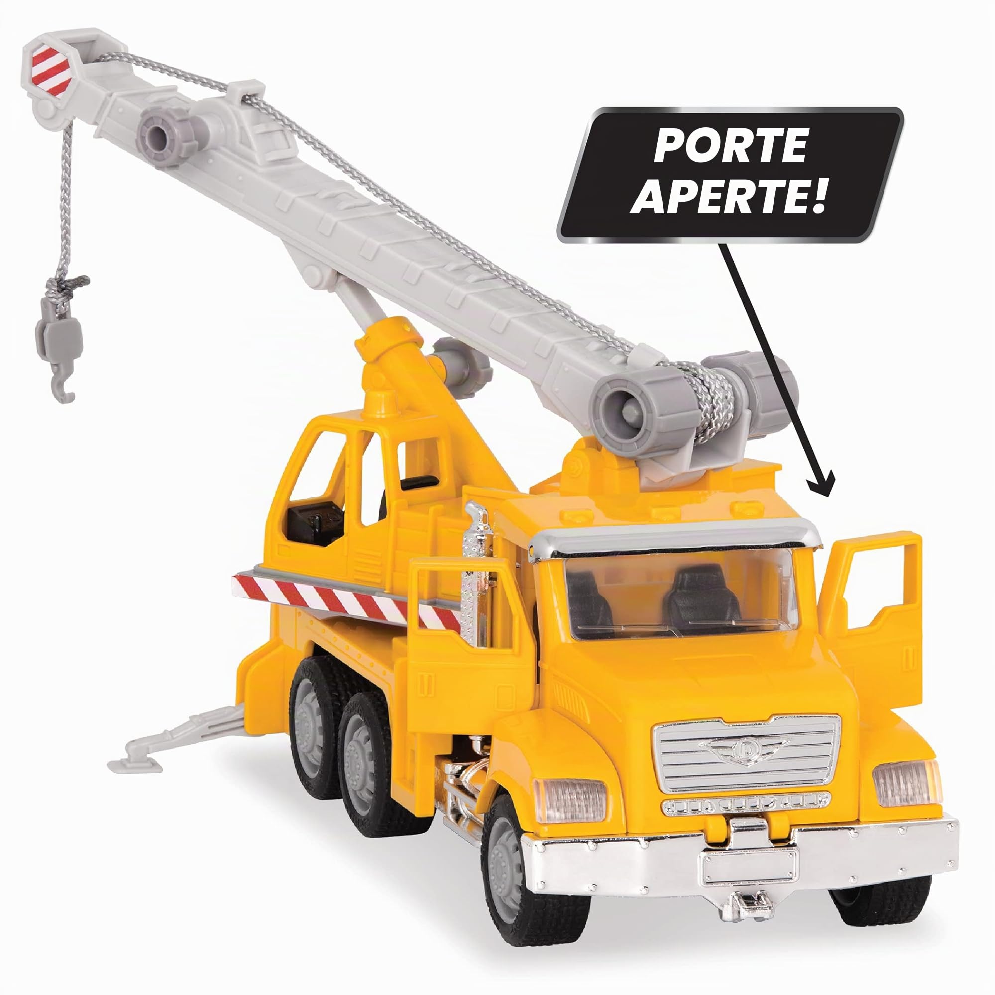 Driven by Battat - Micro autogru - Camion gru per bambini - Veicolo da costruzione giocattolo - Parti mobili - Luci e suoni - 3 anni +