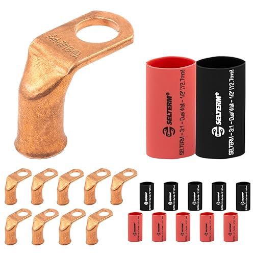 Miniatura 83 de SELTERM - 2 terminales de anillo resistentes para cable de batería, calibre 4 AWG, pernos de 3/8 pulgadas, terminales de calibre 4, ojales de cobre