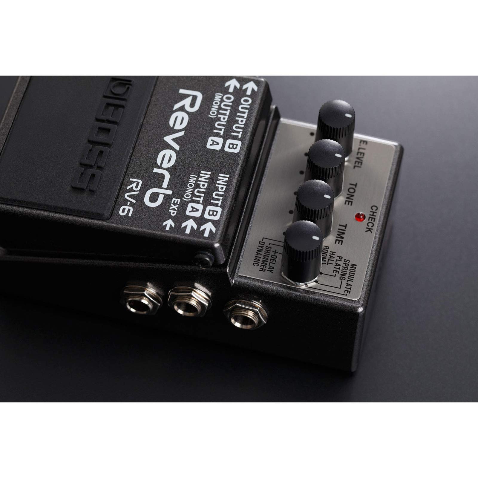 Boss RV-6 Reverb Pedal Studio Hall + alimentatore di rete Keepdrum 9 V