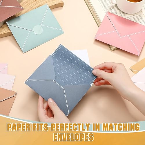 Miniatura 7 de TaoBary Juego de 160 Piezas de Papelería (50 Papeles de Escritura de Doble Cara, 50 Sobres a Juego), 60 Pegatinas de Puntos Redondos, 10 Diseños