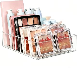 Makeup Palette Organizer - Acrylic Makeup Organizer 0.98" Wide Slots - Eyeshadow Organizer Holder Storage for Vanity & Countertop - Fits Palettes, Blushes, Lipsticks etc.
