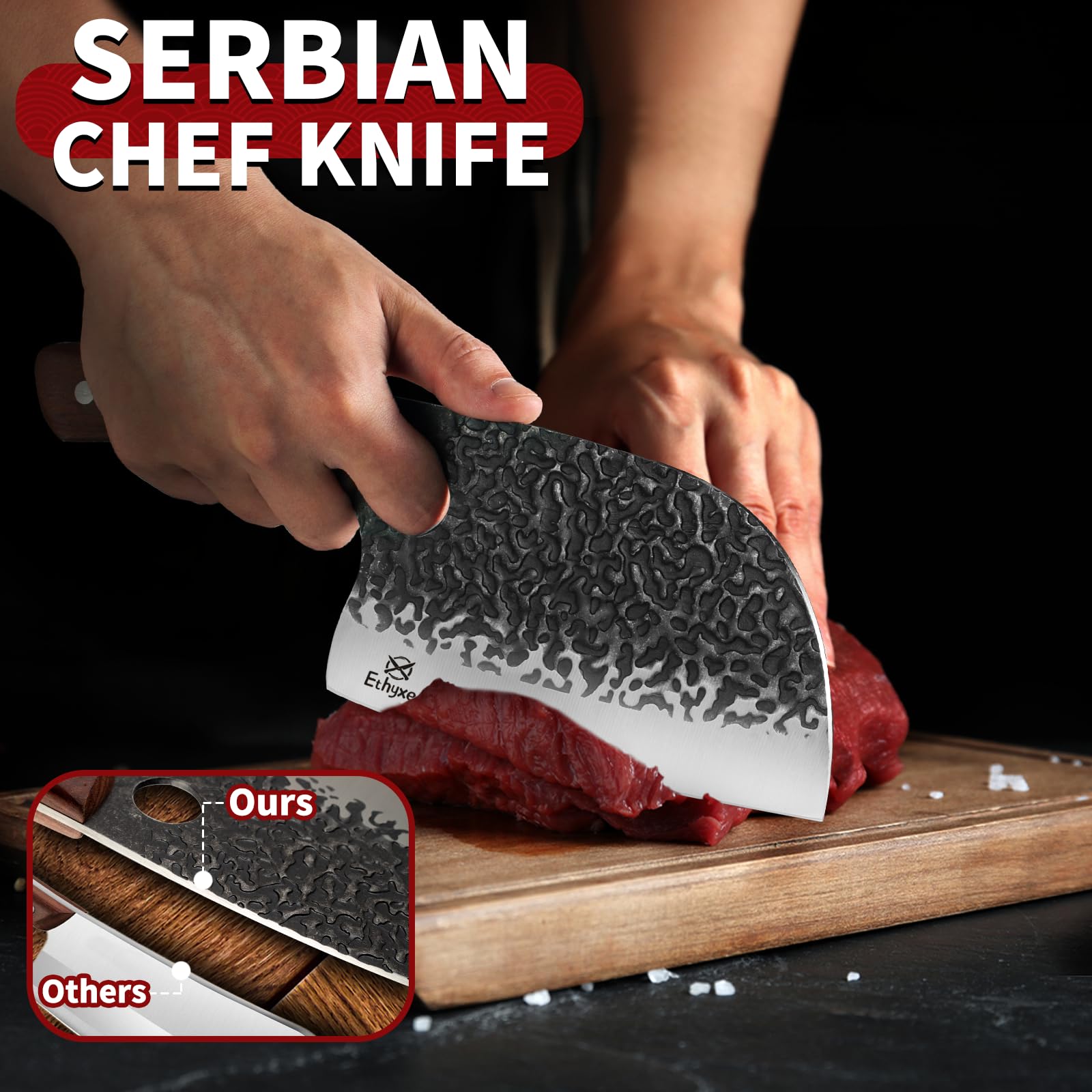Butcher Knife Set – 3PCS Hand Forged Kitchen Knife Set — Amazon image 3