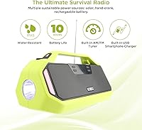 Vista 2 de Altec Lansing StormChaser Rechargeable Emergency Radio, Portable Bluetooth Speaker with NOAA AM FM for Weather Alerts, Solar Powered Survival