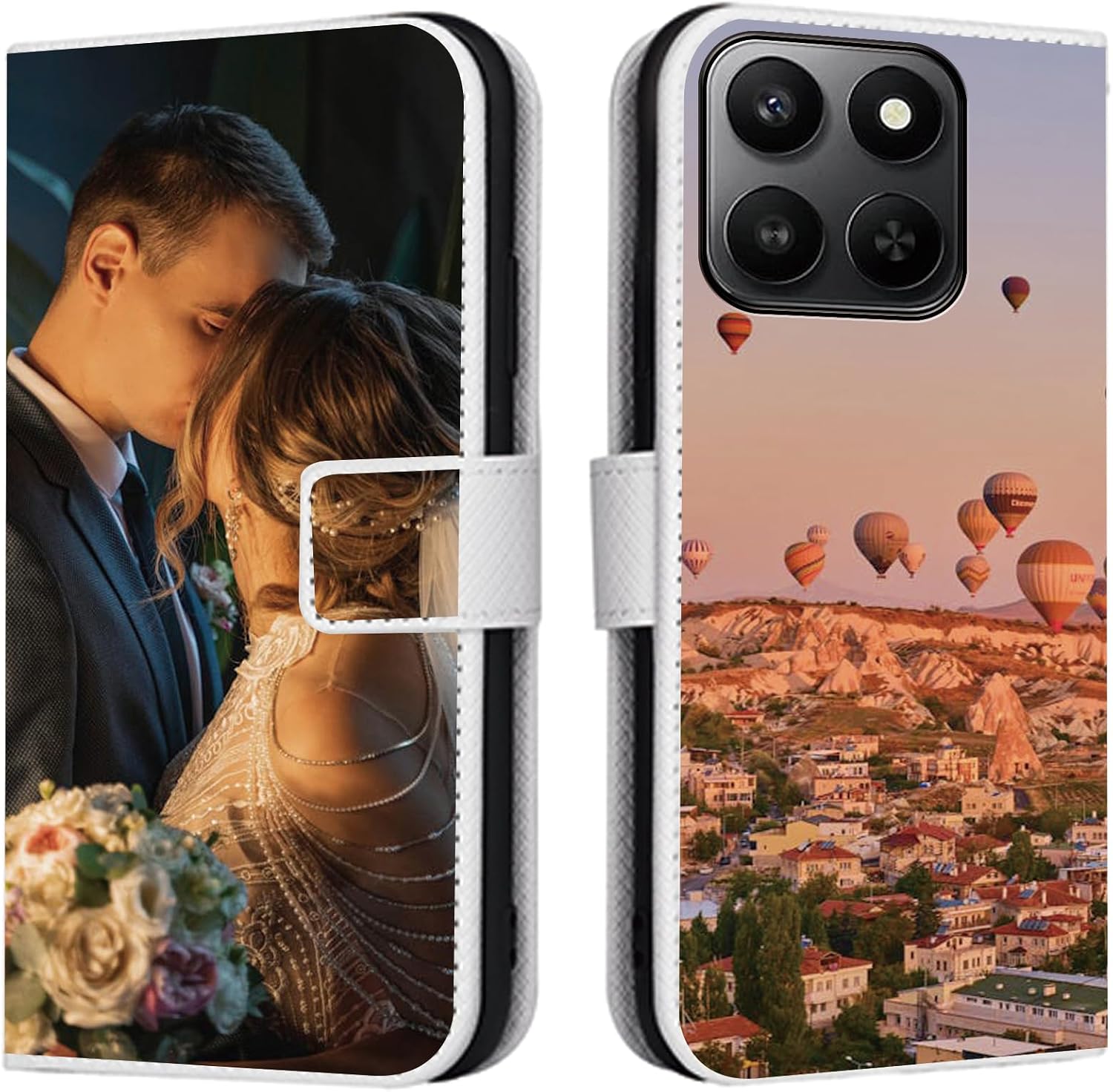Leather Case for Motorola Moto G36 Personalised Mobile Phone Case with Your Own Photo Image Text Individual Protective Case Leather Flip Case Protective Case Shockproof Case -SAMHD White