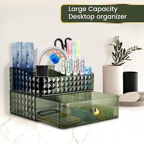 Miniatura 7 de Makeup Organizer For Vanity, Large Countertop Organizer with Stackable Drawers (1 drawer+Dark Green)