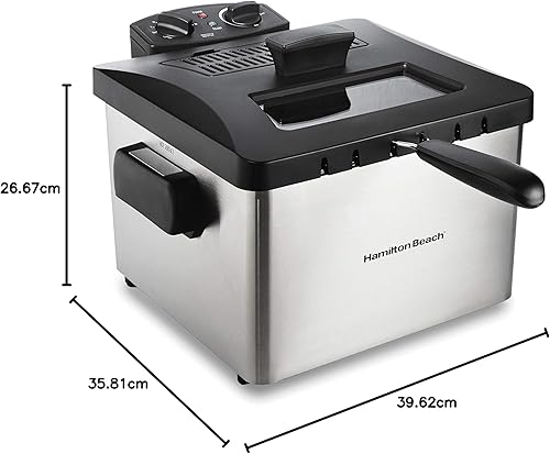 Vista 17 de Hamilton Beach Freidora eléctrica con 2 cestas y tapa, capacidad de aceite de 4.5 litros/19 tazas, control de temperatura, ventana de visión