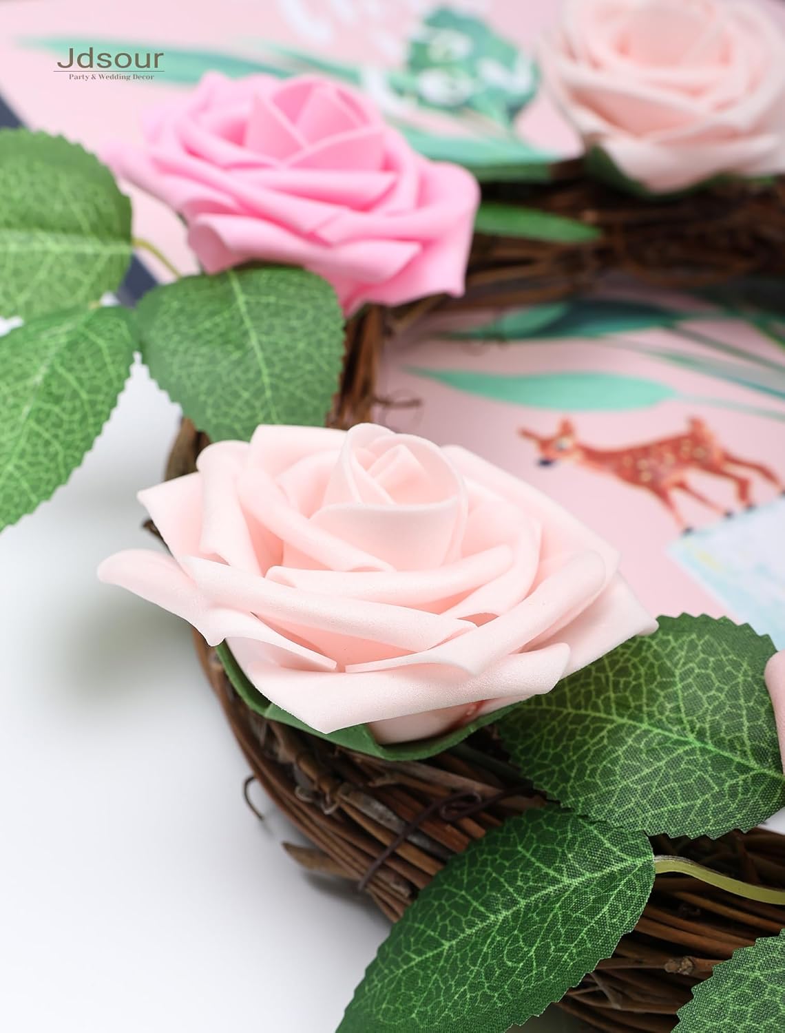 25pcs Artificial Flower,Real Looking Foam Roses w/Stem for DIY Wedding Bouquets Centerpieces Bridal Shower Party Decor-Shades of Hot Pink - Image 4