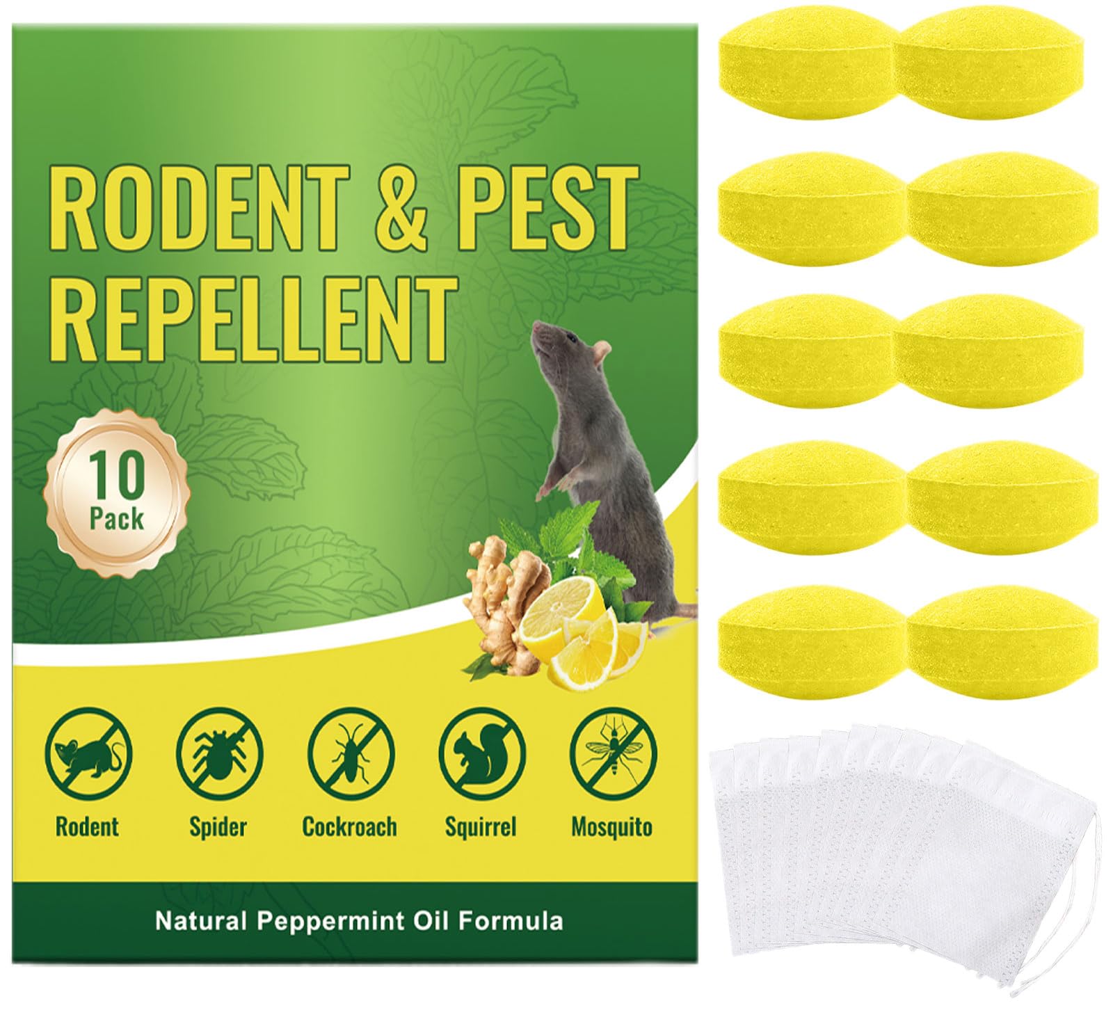 Rat & Mouse Repellent with Peppermint Oil - Indoor Outdoor Rodent Deterrent