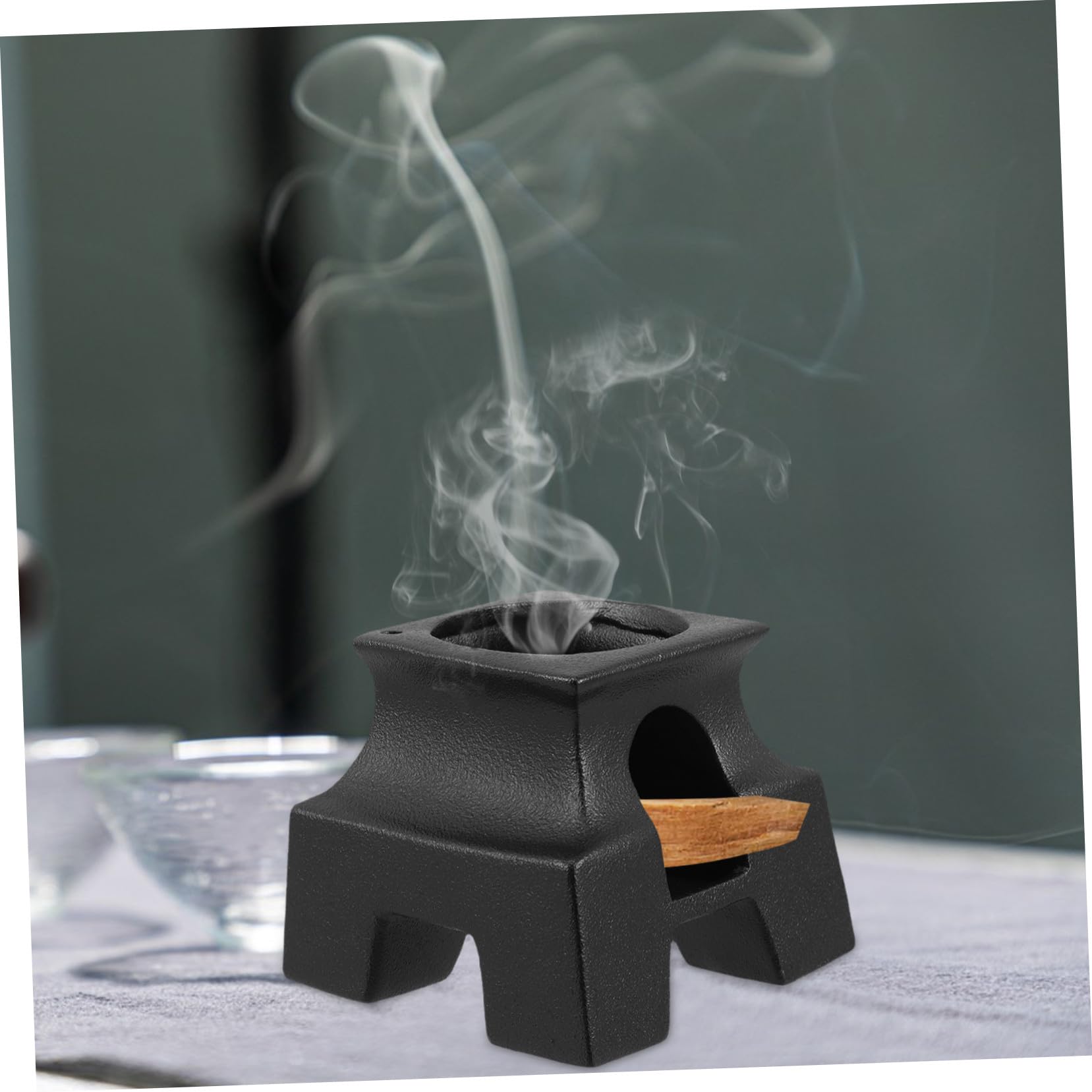 Keramik Palo Santo Halter und Räuchergefäß mit Ascheauffangplatte Schwarz Multifunktional für Meditation und Bürodekoration