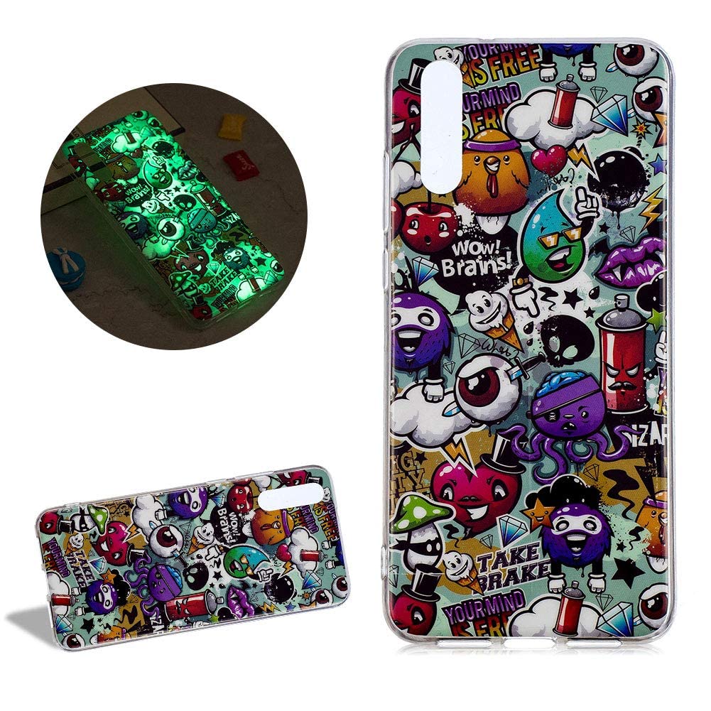 Custodia Luminosa Per Huawei P20 Con Fiore Rosa - Fluorescente E Antiurto