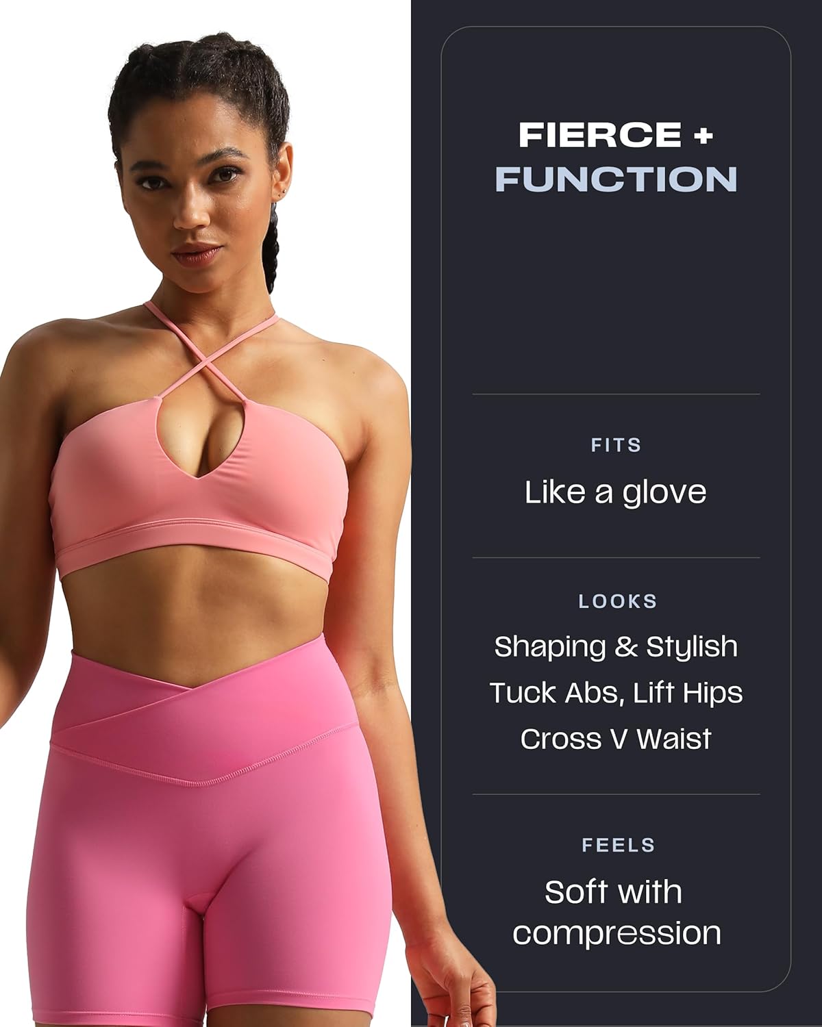 Aoxjox Trinity Workout Biker Shorts for Women Cross-Waist Crossover High Waisted Tummy Control Athletic Running Yoga Short 6" - Image 2