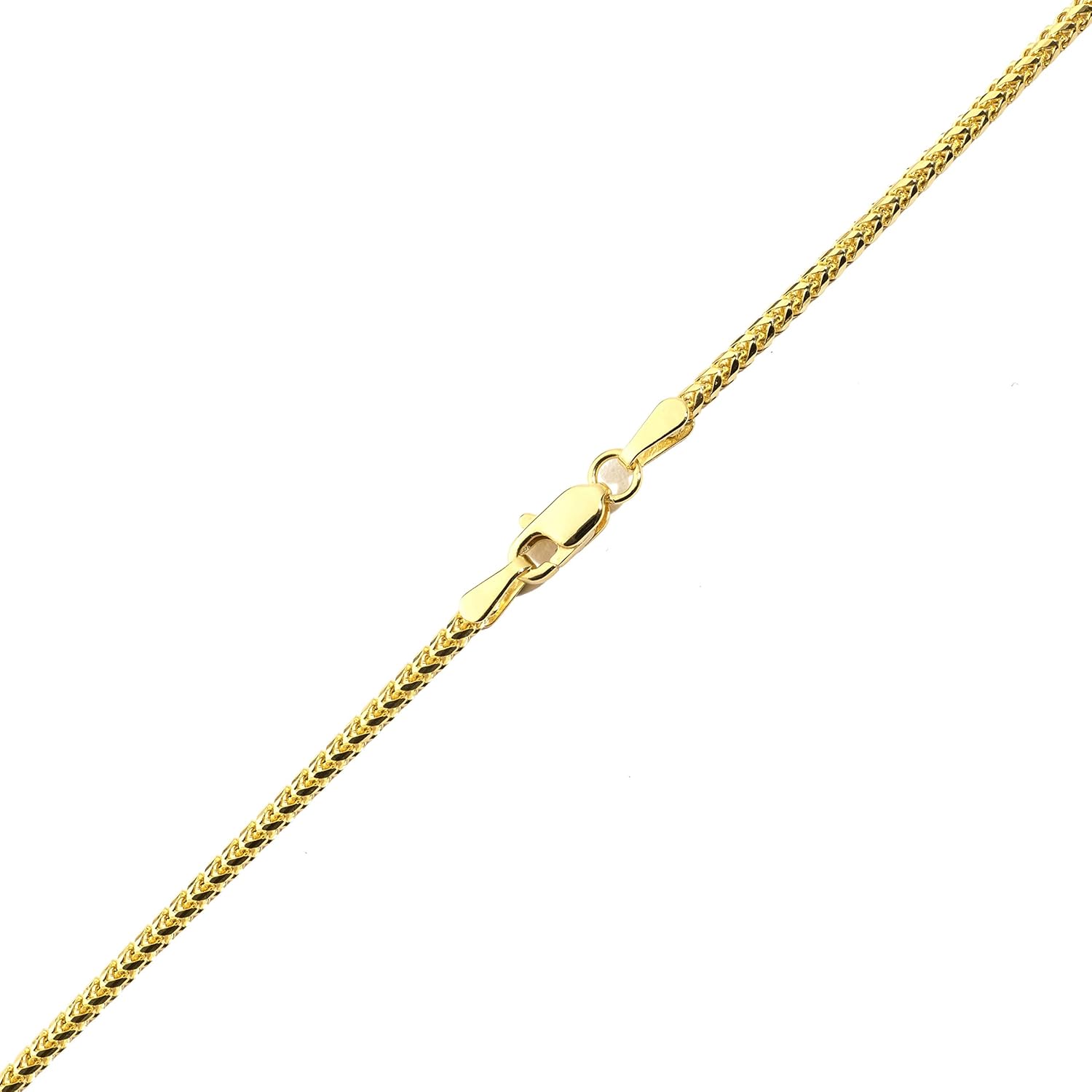 LoveBling 14K Yellow Gold 1.8 mm Solid Diamond Cut Franco Chain Necklace with Lobster Lock (Available from 18-26 inches)