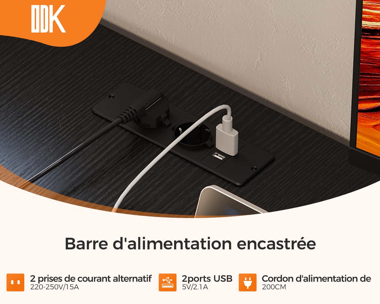 ODK Bureau d'angle avec 4 Tiroirs, 135×100 cm Bureau en L avec Prises de Courant et Ports de Charge USB, Table Angle avec Rangement Réversible pour Travailler et Jouer, Noir