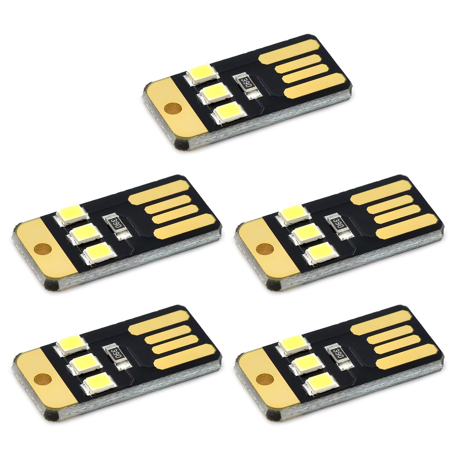 SHIUCS 5Pcs USB LED Lamp Night Light Pocket Card Lamp Keychains LED Reading Book Lights for Laptop PC Power