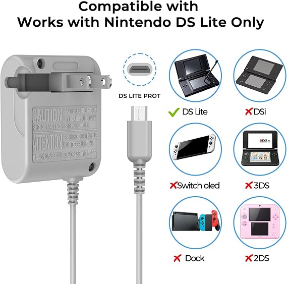 Universal Travel Charger for Nintendo DS Lite,AC Adapter Power Cord Replacement for Nintendo DS Lite System