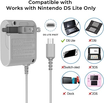 Universal Travel Charger for Nintendo DS Lite,AC Adapter Power Cord Replacement for Nintendo DS Lite System