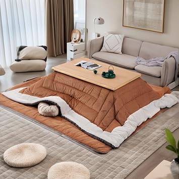 Japanese Kotatsu Heating Table,Winter Stove Table Set with Thick Blanket,Tatami Table Foot Warmer,Washable Futon Comforter,Work Desk Household Coffee Table with Heater,for Living room,Balcony  Color