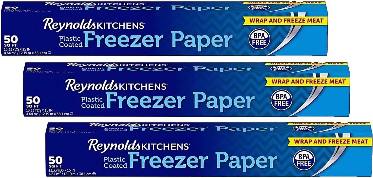 Reynolds Kitchens Plastic Coated Freezer Paper | Fight Freezer Burn | Perfect for Arts & Crafts & Applique | Pack of 3 Rolls, 381mm x 12m