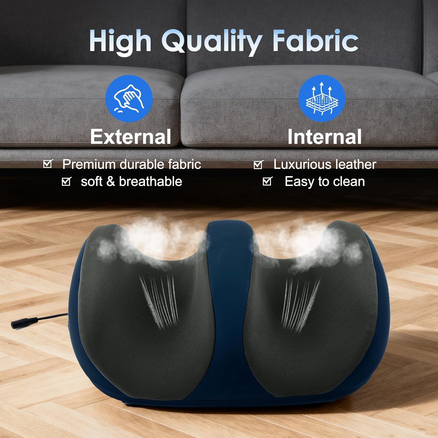 Foot Massager with Heat, Shiatsu Foot and Calf Electric Kneading Massager Machine with Roller for Relaxation, Plantar Fasciitis, Pain Relief, Gifts for Women & Men(Blue)