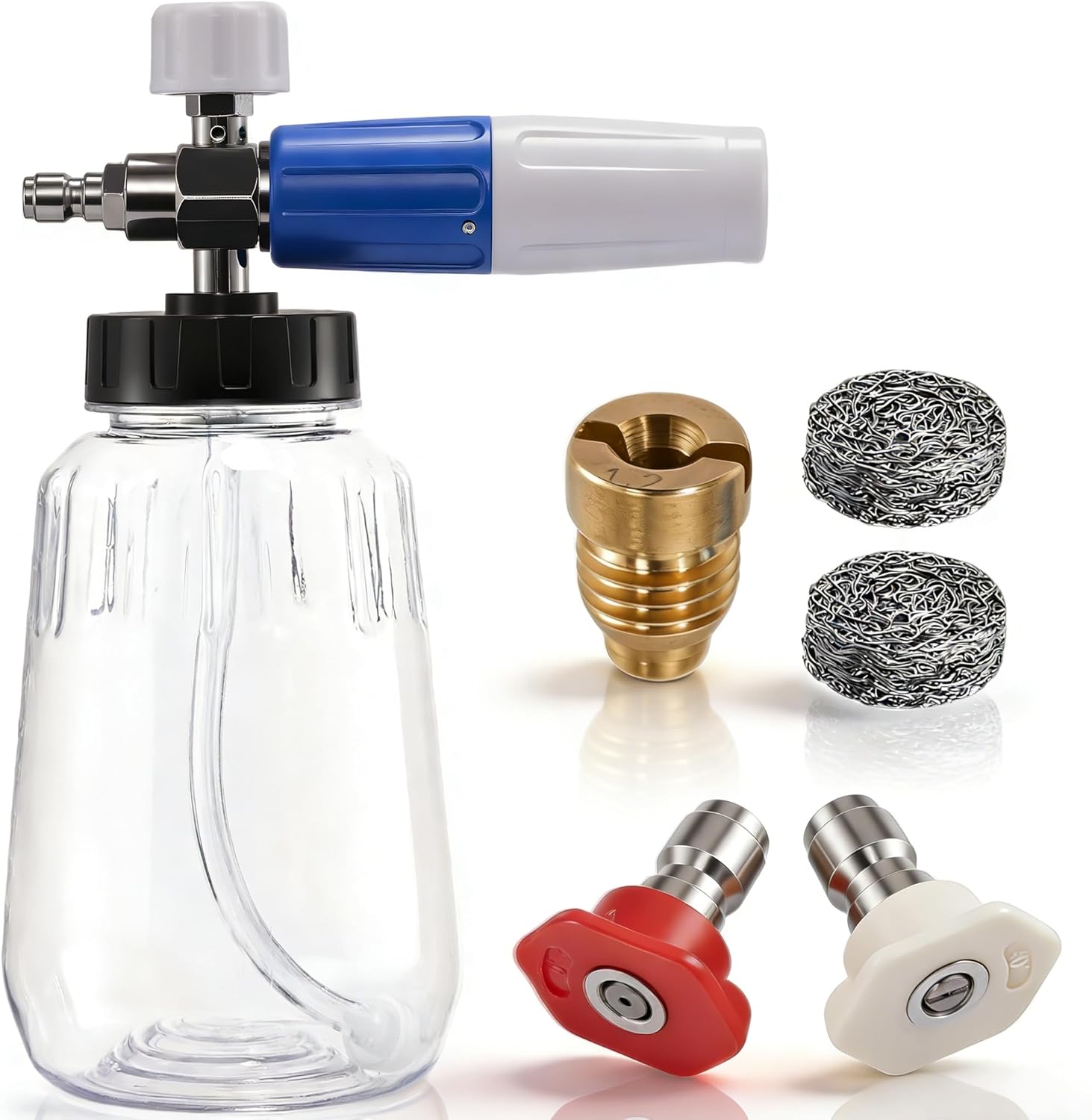 Foam Cannon for Pressure Washer - Car Wash Foam Gun with 1/4 Inch Quick Connector and 1 Liter Foam Sprayer, Pressure Washer Soap Attachment with 2 Nozzles for Car Detailing, House Washing