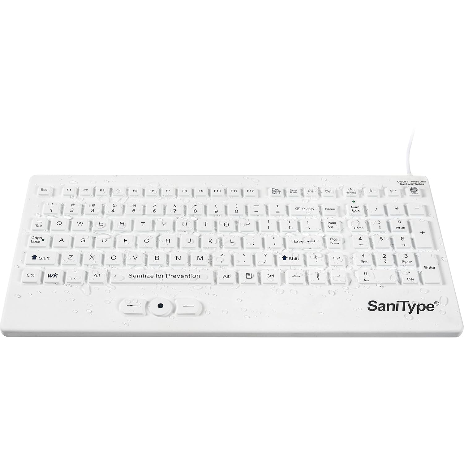 Case of 10 KBSTRC105SPi-W Rugged-Point Industrial-Grade Heavy-Duty Full-Size Washable Keyboard with Track-Pointer and ON Off Switch USB White