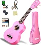Soprano Ukulele Beginner Kit 21 Inch Ukelele w/Free Online Lesson Case Strap Tuner Strings Picks, Fast to Learn