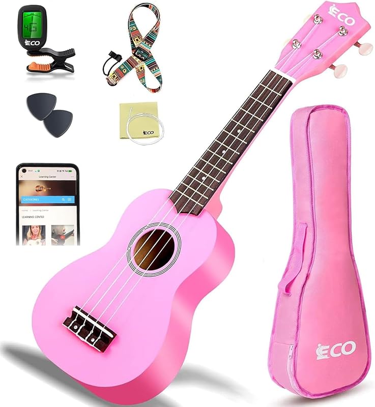 Soprano Ukulele Beginner Kit 21 Inch with Free Online Lesson Fast to Learn | for Kids Adult Student Starter Professional, with Case Strap Tuner Strings Picks