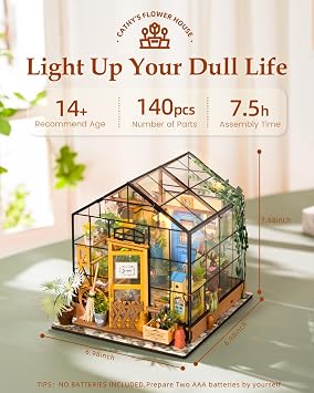 Rowood DIY Miniature House Kits for Adults,Cathy's Flower House Bundle Homey Kitchen,Craft Kits for Adults, Home Decor Gifts for Teens