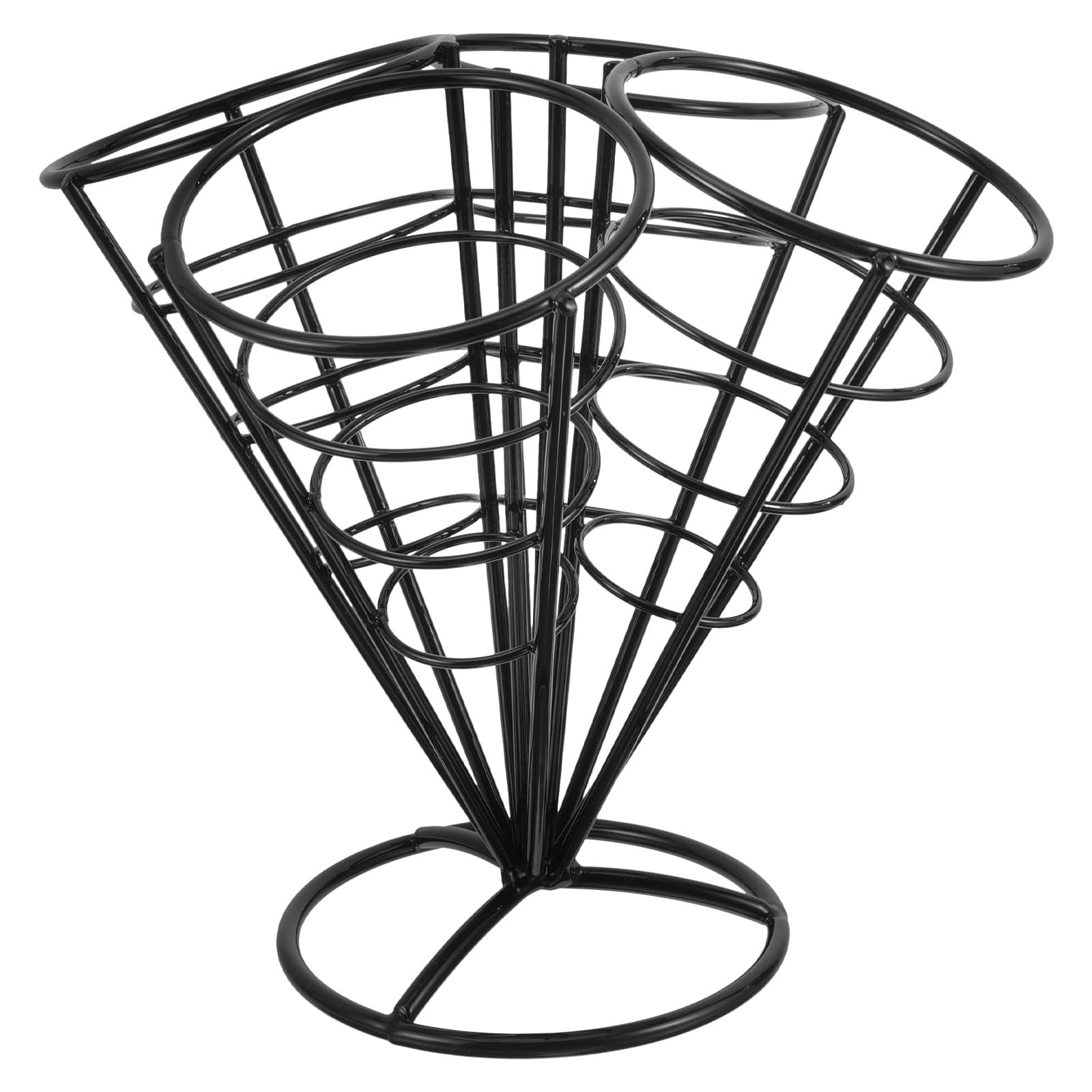 INOOMP Soporte para Papas Fritas de Acero Inoxidable, Cesta Negra Brillante 4 Orificios para Snacks y Aperitivos, Adecuado para Servir en Casa, Cafeterías y Fiestas, Porta Bocadillos