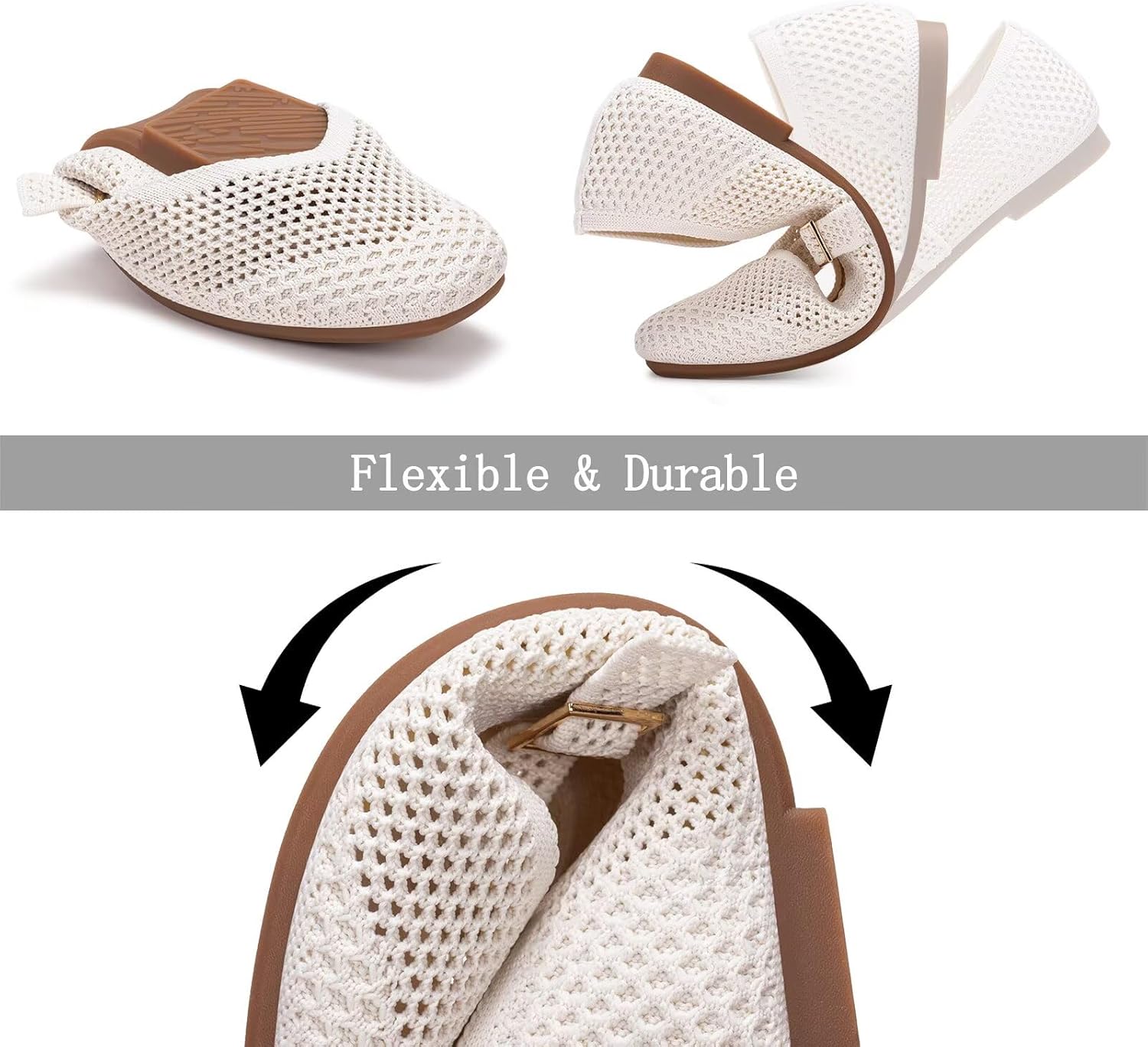 Frank Mully Womens Casual Flat Shoes Square Toe Shoes Knitted Mesh Flat Comfort Work Flat Shoes for Daily Washable - Image 5