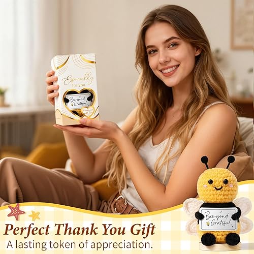 Miniatura 5 de Thank You Gifts for Women Emotional Support Crochet Plush, Handmade Funny Frog Crochet w Card Employee Appreciation Gifts for Teacher, Valentines