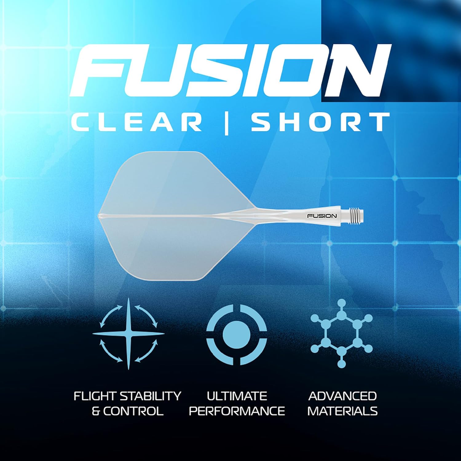 Winmau Darts – Lunaris 90% Tungsten Darts Set | Fusion Clear Short Shaft | Groove & Smooth Switch Point | Parallel 23 g/25 g, Tapered 22 g/24 g Blue & Silver Barrels | Rapid-Change System