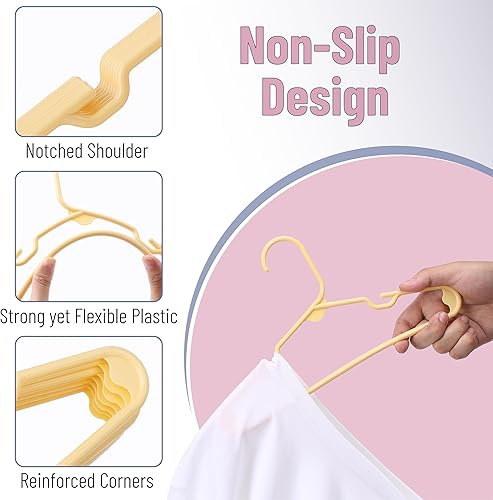 Miniatura 4 de Mr. Pen - Perchas de plástico para niños, paquete de 10, perchas amarillas para bebés, perchas para ropa para niños, perchas para armario, perchas