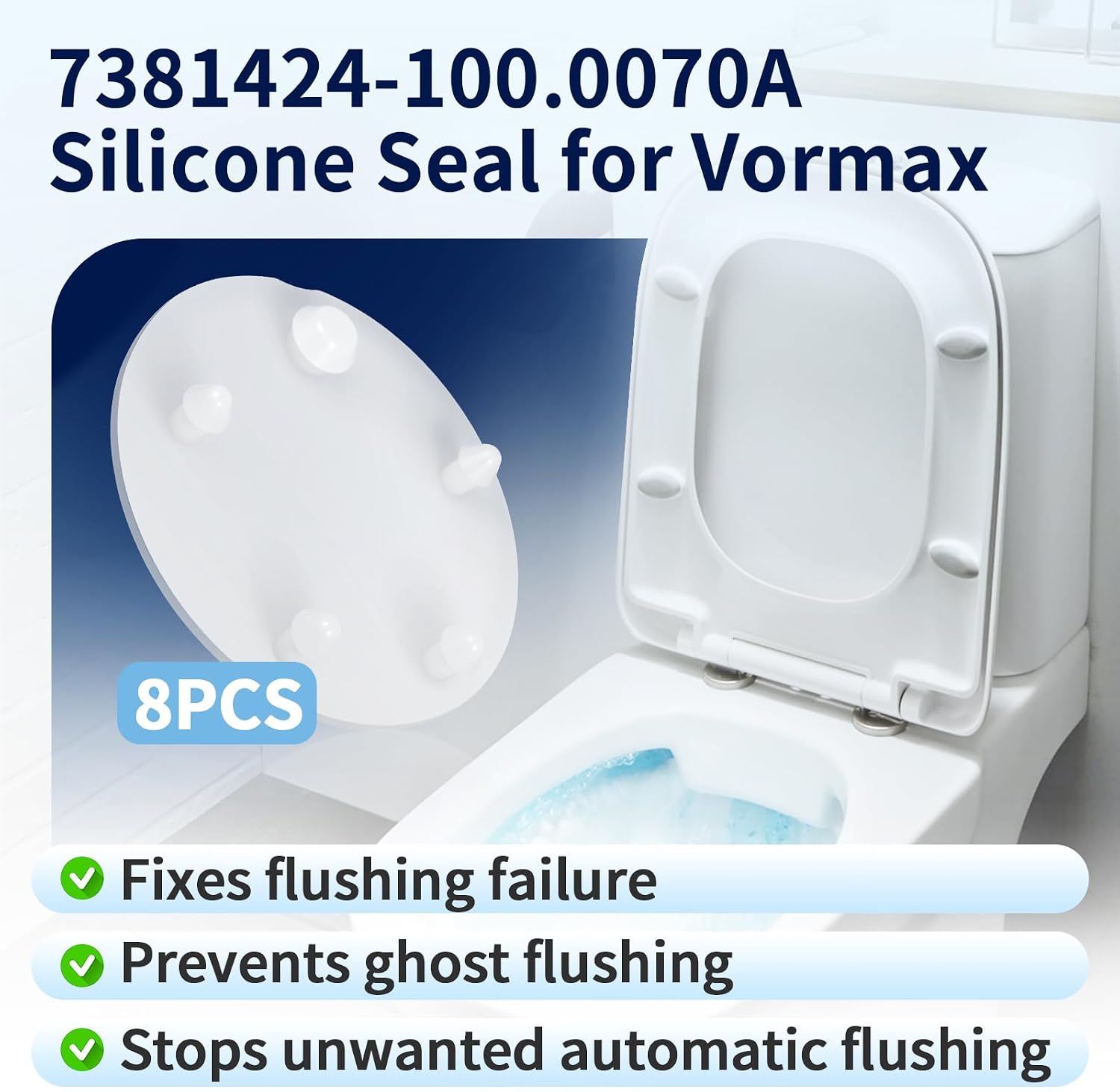 8 Pack Flapper for American Standard Vormax, 7381424-100.0070A Toilet Flapper for Vormax, Toilet Tank Silicone Flapper Seal Gasket 3''