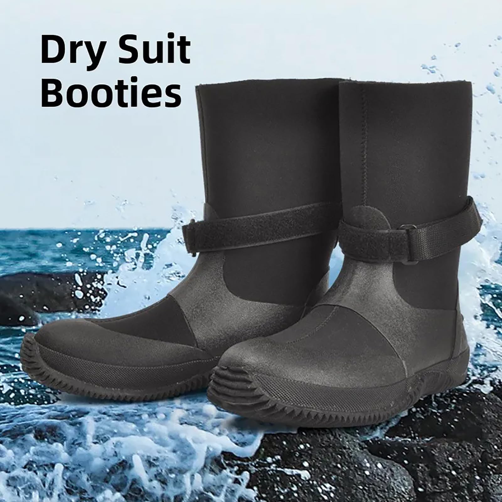 Botas de buceo de neopreno de 5 mm, botas impermeables de goma vulcanizada con suela antideslizante y protección de dedos para esnórquel, surf y buceo