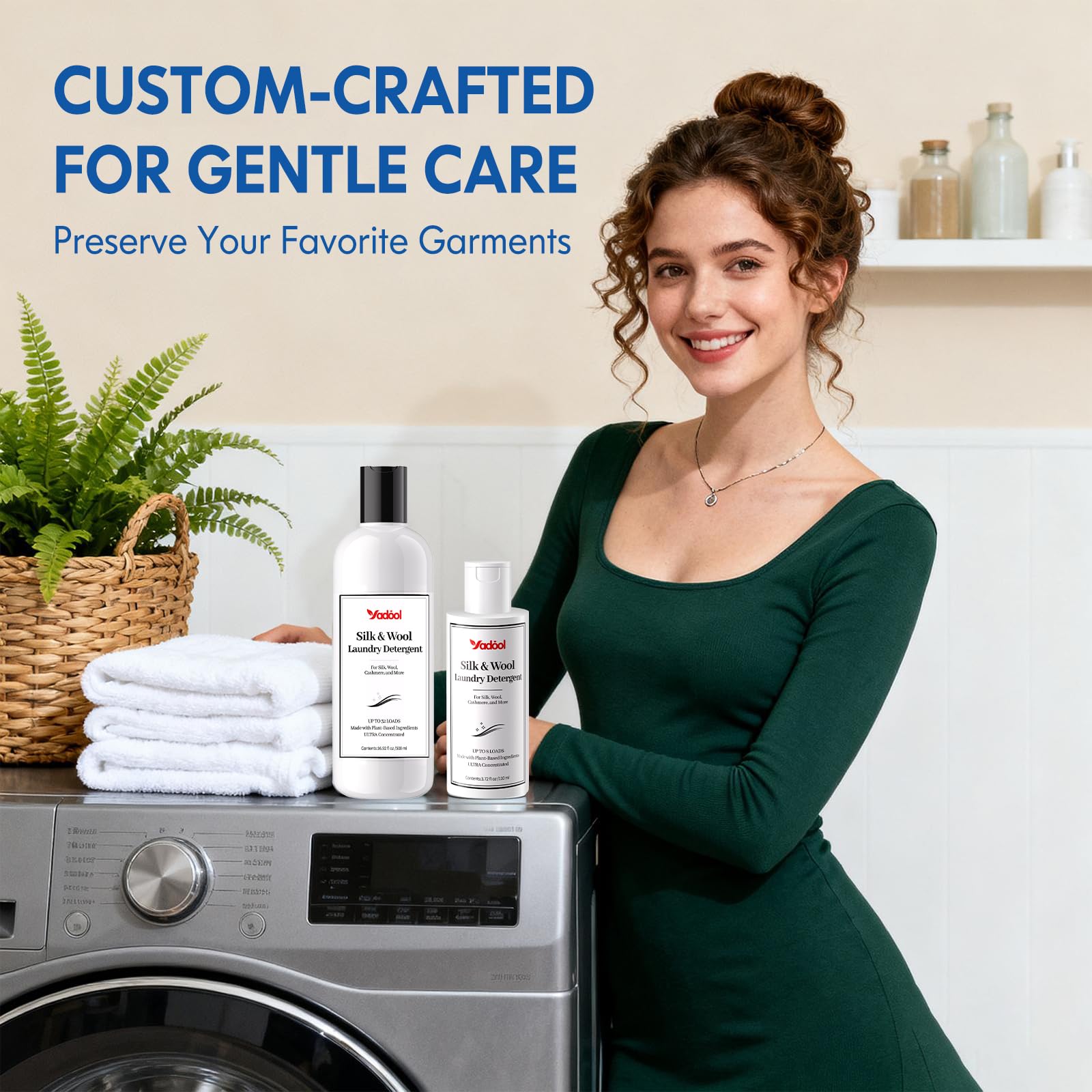 Detergente de seda y lana, detergente de cachemira, champú de cachemira de doble concentrado, compatible con seda, lana, lavado delicado de cachemira, suave y cómodo, 16.91 onzas líquidas