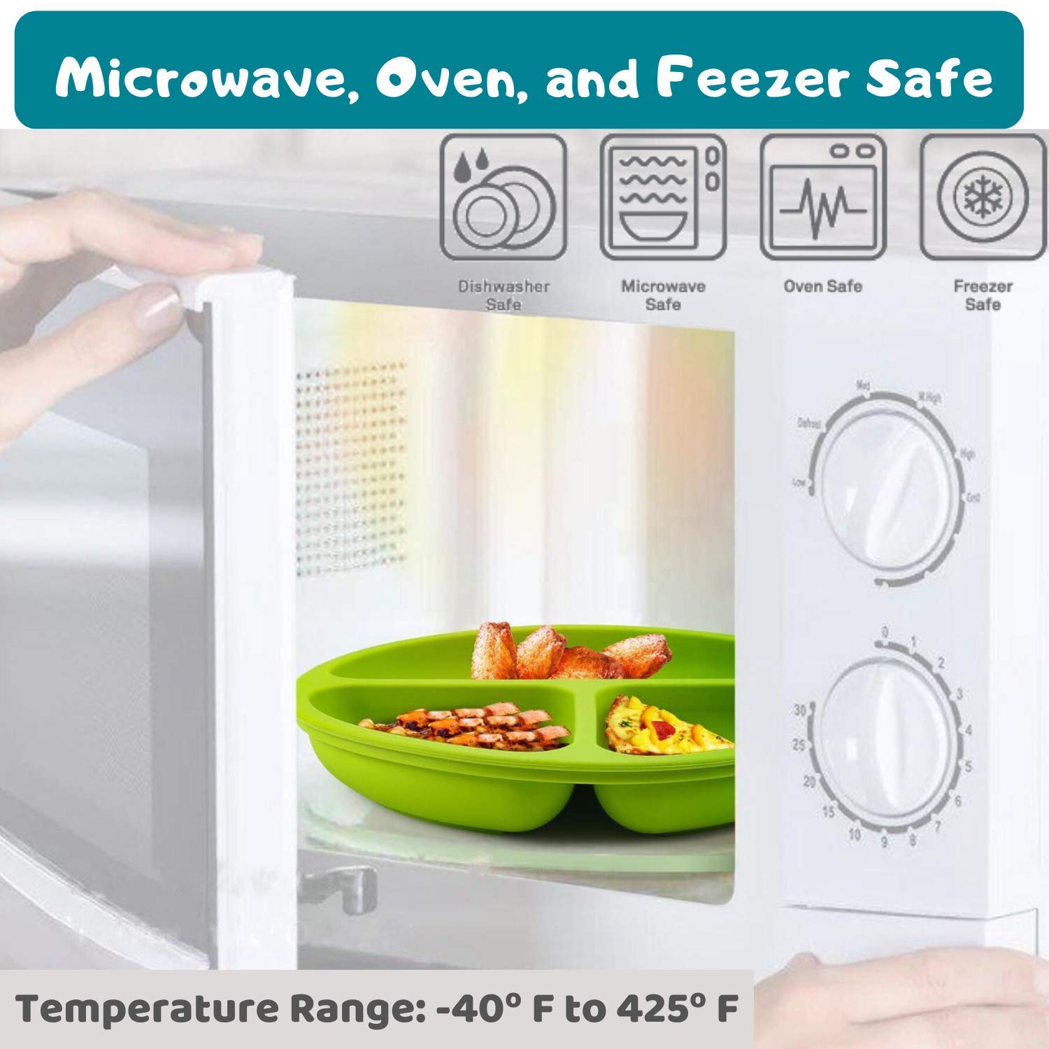 Silikong Divided Silicone Suction Plates for Toddlers | BPA Free | Dishwasher, Microwave and Oven Safe | Kids Plates with Dividers (with Suction Cups, Boys) : Baby