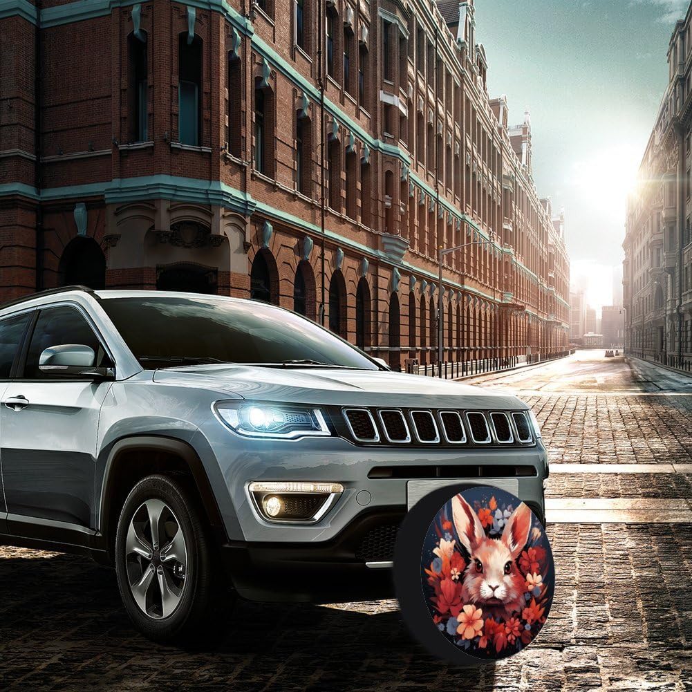 28"-34" Thickening Spare Tire Cover Easter Bunny Waterproof Leather Tire Wheel Cover for Trailer Jeep RV SUV