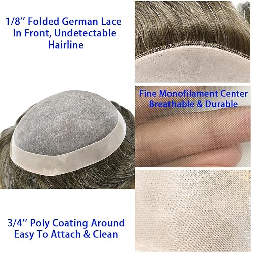 Miniatura 83 de Toupeee for Men Fine Mono Lace Men Toupee Hair Pieces 100% European Human Hair Replacement System for Men Monofilament Men Hair Prosthesis Protesis