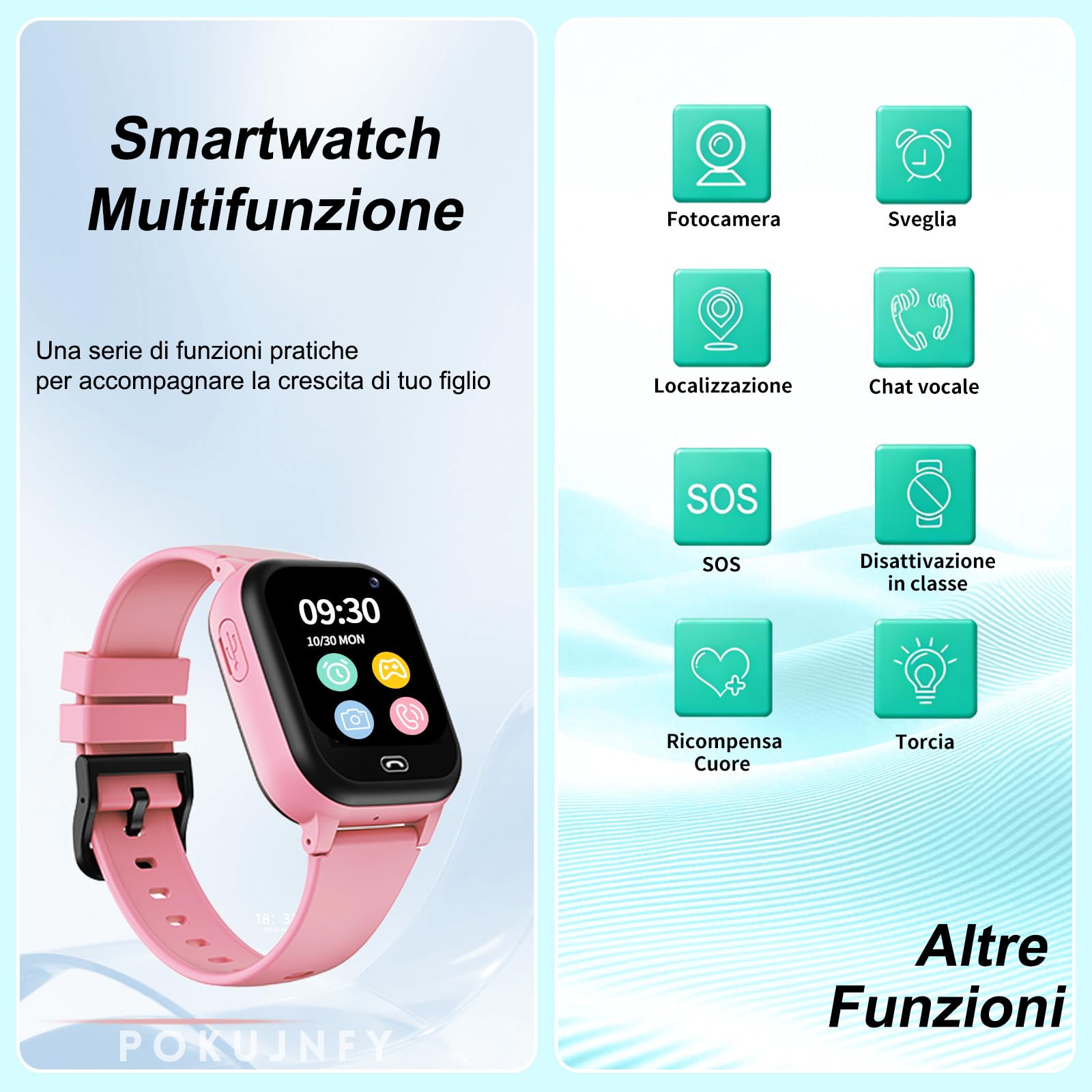 Smartwatch Bambini GPS Chiama Telefono SOS Contatti Chat Sveglia