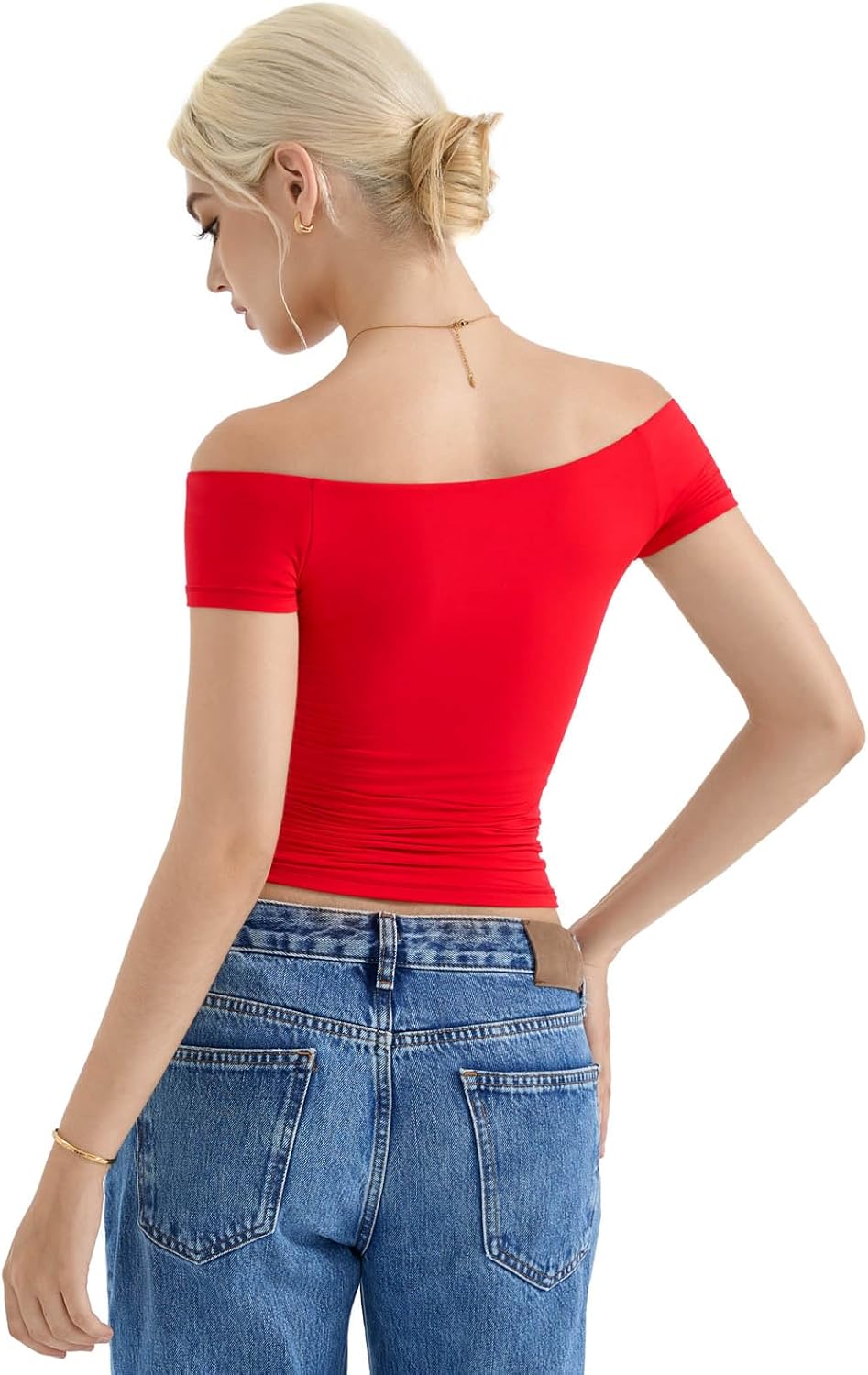 SUUKSESS Women Double Lined Off The Shoulder Tops Fitted Going Out Basic Shirts - Image 4