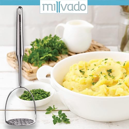 Miniatura 6 de Triturador de patatas de acero inoxidable, la mejor herramienta de cocina para puré de papas, aguacate, batata, frijoles, utensilio grande para