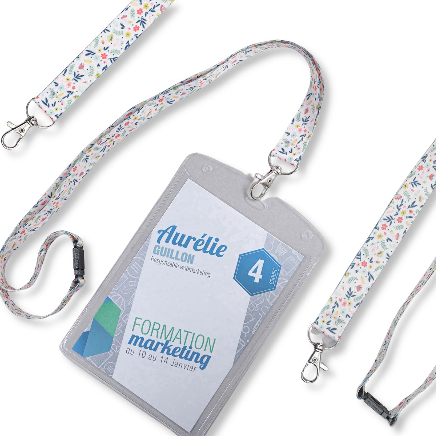 Avery Choker z metalowym karabińczykiem 2 cm - miękki satynowy poliester z recyklingu łańcuszek na identyfikator - identyfikator lanyard, uchwyt na kartę z klipsem zabezpieczającym