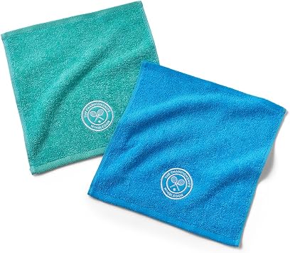 Wimbledon Official Championship 2025 Face Cloths | 2 Pack | Classic Colours | Aqua and Sky Blue | 12 x 12