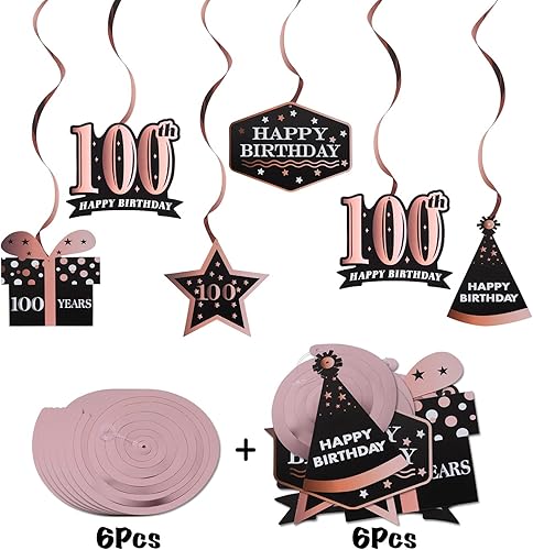 Miniatura 75 de LINGTEER Happy 65th Birthday Decorations Set - 12Pcs Black & Gold Swirls Streamer,Happy Birthday Bunting Banner,Cheers to 65 Years Old Bday Party