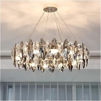 Nordic Luxury Crystal Chandeliers Indoor Chandelier Lighting Lustre E14 LED Pendant Lamp for Living Room Art Decor Hanging Lamp,Modern Lighting 1Warm White,60cm