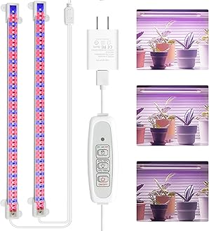 LED Grow Light for Indoor Plants, 20W Grow Light Strips with Auto On/Off Timer, 48 LEDs /4 Dimmable Levels, Plant Light Bars for Succulents, Seedlings,Indoor Greenhouse,Plant Shelf