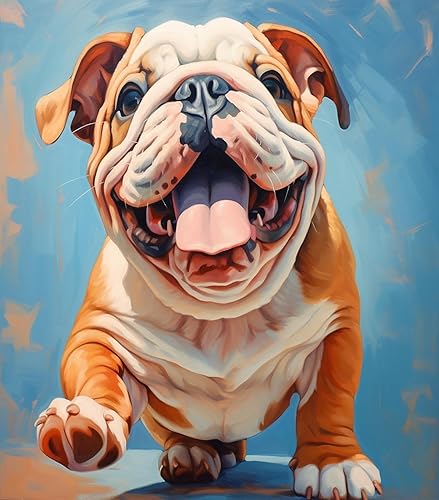 Miniatura 5 de ZMHZMY Pintura por números para adultos, Bulldog inglés, kits de pintura por números, pintura al óleo, lienzo de dibujo para decoración del hogar,